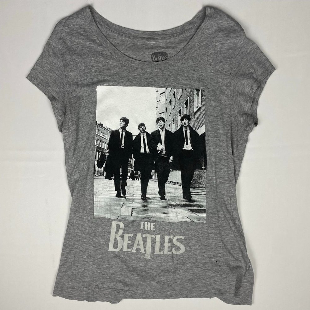 The Beatles Gray T-Shirt Size Large Short Sleeve Tank Tee Cotton Apple Co 2015